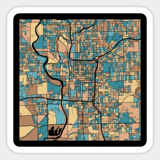 Indianapolis Map Pattern in Mid Century Pastel Sticker